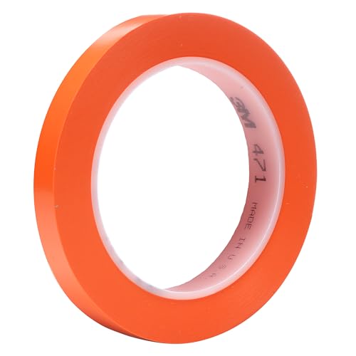 Image of 3M Vinyl Tape 471, 1 /2 in x 36 yd, Orange, 72 Rolls, Orange Floor Tape, Paint Alternative for Floor Marking, Social Distancing, Color Coding, Safety Marking