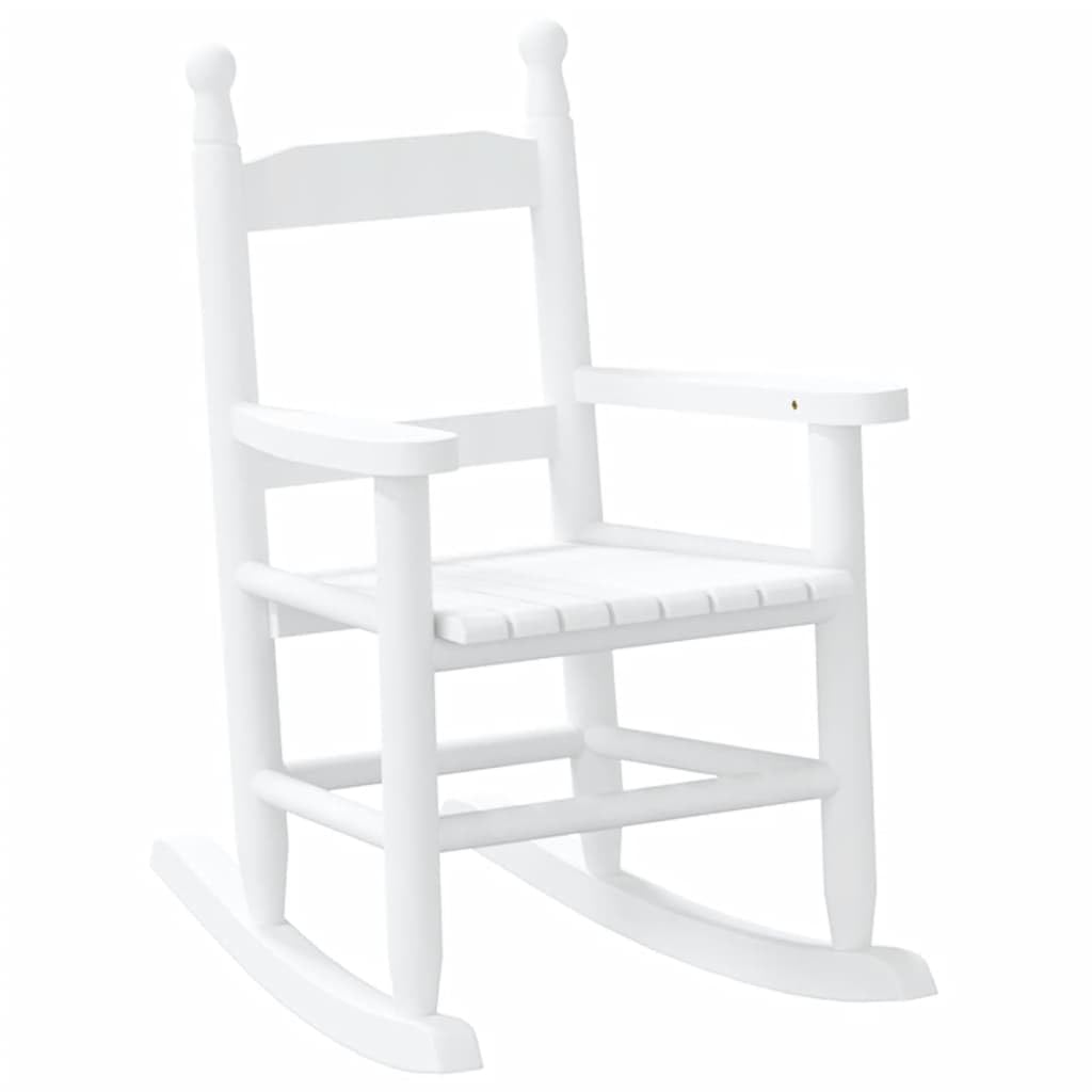 Schaukelstuhl Kinder 2 STK. Weiß aus Massivholz Pappel mit Armlehne und Rückenlehne, 36x46,5x57 cm, ideal zum Entspannen, Wippen, Lesen im Kinderzimmer und Wohnzimmer