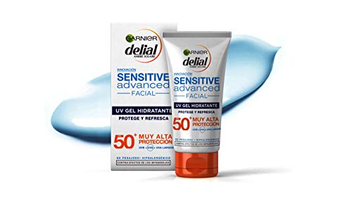 Garnier Delial Sensitive Advanced, Protector Solar Facial UV Gel Hidratante IP50 plus, 50 ml (Paquete de 1) - Imagen 3