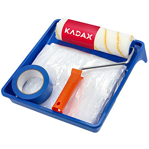 KADAX Juego de pintura de 5 piezas: rodillo, mango de rodillo, lámina de pintura, rejilla de goteo, cinta de pintor, set de renovación, juego de rodillos (5 piezas)