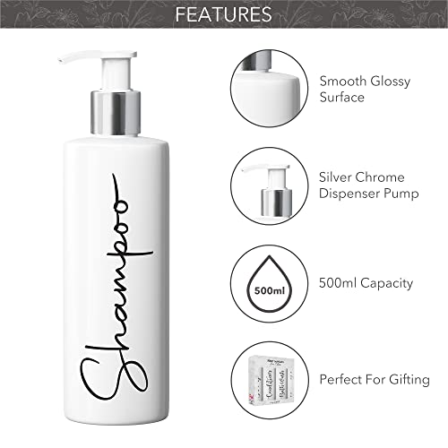 Print Maniacs Mrs Hinch Inspired White Personalised Dispenser Silver Pump Bottles Set 6 (BLACK, F2), 500ml - Image 3