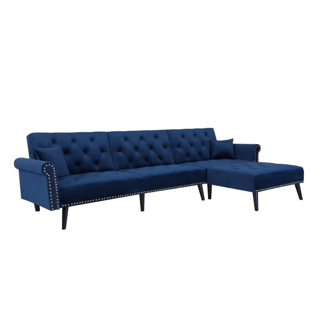 L-Shaped Convertible Sleeper Sofa Bed Velvet Modular Sofa Living Room Furniture 115 L X 59 37 W X