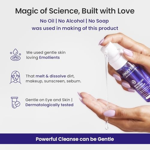 Image of The Solved Skin Effortless Melting Cleanser | Removes Kajal, Sunscreen & Waterproof Makeup in One Step | Oil free, Non Comedogenic | Designed for Sensitive & Acne-Prone Skin 60 ml (Pack of 1)