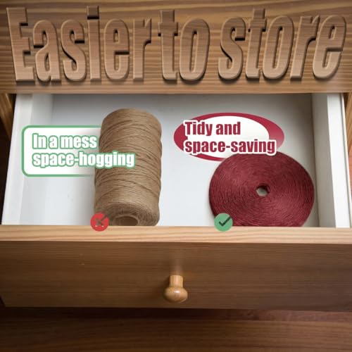 Image of SMART&CASUAL 2mm Natural Jute Twine String Thin for Craft Plant Garden Gift Wrapping Christmas Handmade Art Decoration Packing String Home Art Decoration (Dark Red) (328 Ft (100M))