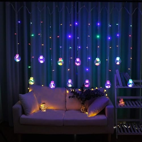 Image of K D Multicolour Wish Ball Lights for Decoration - 2.5m, 12 LED Orb String Lights | Lights for Home, Balcony, Wedding, Diwali, Christmas & Ganpati (Big String Wishball 6+6 Multi)