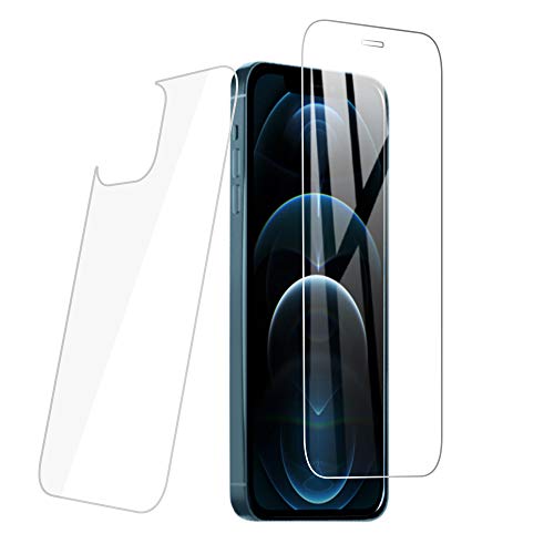 PaceBid 2 Pièces (1 Avant + 1 arrière) Verre Trempé Compatible avec iPhone 12,Film Protection écran en Verre Trempé pour iPhone 12 [ 9H Dureté ] [Ultra Clair ] [Résistant aux Rayures] Cover
