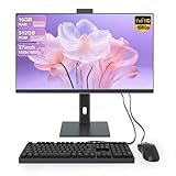 All-in-One Computer 27inch Desktop Computer Quad-Core N95(Up to 3.4Ghz)512GB SSD 16GB RAM With hidden Webcam,All-in-one PC Computer Supporting Rotatable Screen,Dual-band WiFi Bluetooth 4.2, Black
