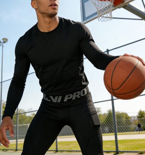 LNJLVI Leggings Sport pour Hommes Base Layers Running Fitness Pantalon de Compression(Rouge-Noir,XL) – vue 7