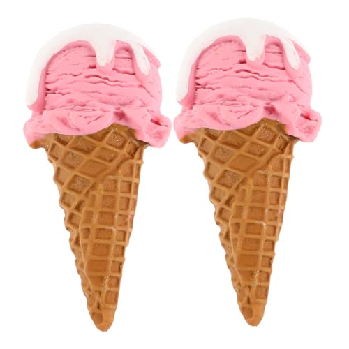 Bestonzon Realistic Mini Ice Cream Cone Props 2Pcs Artificial Ice Scoop Models For Party Decoration Shop Display And Photography
