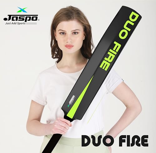 Image of Jaspo Fumes Premium Hard Plastic Tennis Cricket Full Size Bat (34 X 4.5 Inch) for All Age Groups (Slog Plus (Dual Color-Neon Black))