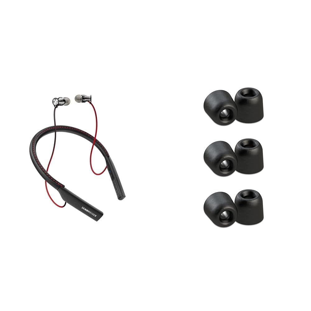 SennheiserMomentum 2.0 In-Ear Wireless Bluetooth Headphones - Black & Comply Isolation Noise Cancelling Memory Foam Earphone Tips HD 1 Momentum MIE2, CX 3