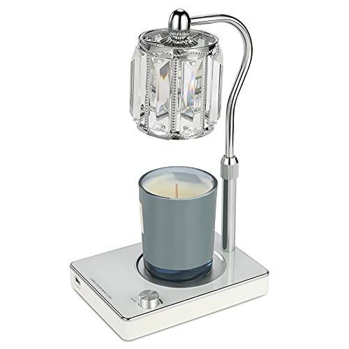 Elektrischer Wachsschmelzbrenner, Kristall-Lampenschirm, Duftwachswärmer, Lampe zum Erwärmen von Duftkerzen, Wachs, Schmelzwärmer, dimmbar, Tischleuchten für Zuhause und Büro (weiß) Cover