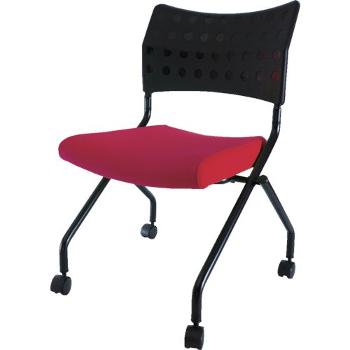 TRUSCO(トラスコ) スタッキングチェア キャスター付 レッド TSCC2NR