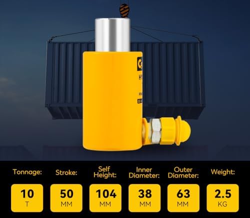 CGOLDENWALL Hydraulikzylinder 10T Hub 50mm Selbsthöhe 104mm für Gebäude und Brücken RSC-10T
