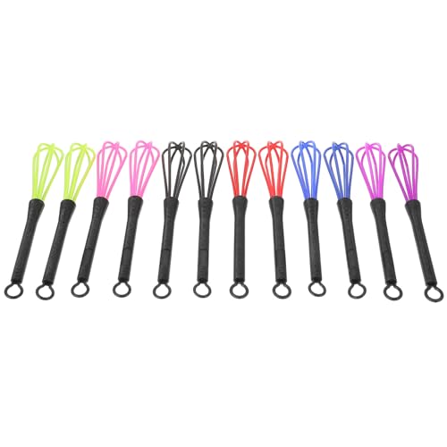 OKUMEYR 12 piezas Batidores para Mezclar Crema de Color de Cabello Herramienta Duradera para Peluquería y Uso Doméstico Incluye Colores Azul Rosa Negro Rojo y Verde Mezcla Eficaz para