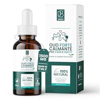 Calmante per Cani e Gatti DB Labo | Olio per Cani e Gatti Naturale da Agricoltura Biologica | Olio 1500mg 15 ml con Omega 3, 6, 9. - Azione rapida.