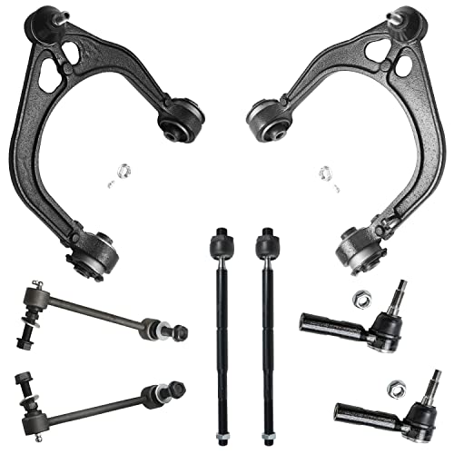 Image of Detroit Axle - RWD Front End Suspension Kit for Chrysler 300 Dodge Challenger Charger Magnum, 2 Upper Control Arms 4 Inner Outer Tie Rod Ends 2 Stabilizer Sway Bars Replacement - 8pc Set