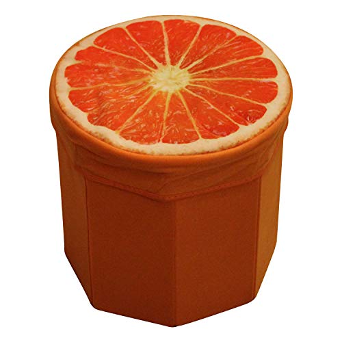 Image of FunBlast Cardboard Multi-Functional Folding Storage Ottoman Box Organizer Cum Stool with Seat Cushion, Storage Boxes for Toys for Kids, Storage Boxes for Clothes and Other Items for Home (Orange)