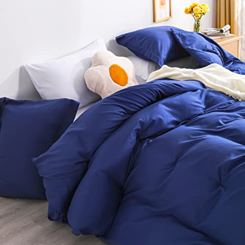 Image of NTBAY Queen Duvet Cover Set, 1 Duvet Cover and 2 Pillow Shams, Soft Brushed Microfiber Comforter Cover with Zipper Closure, Navy Blue