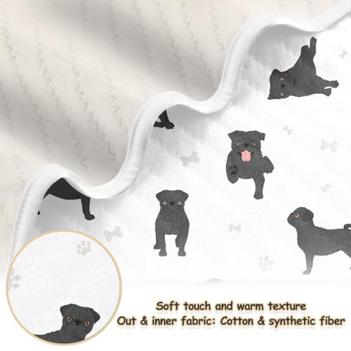 Image of Pug Dog Black Baby Swaddle Blanket for Boys and Girls, Muslin Baby Receiving Swaddle Blanket, Soft Cotton Nursery Swaddling Blankets for Newborn Toddler Infant