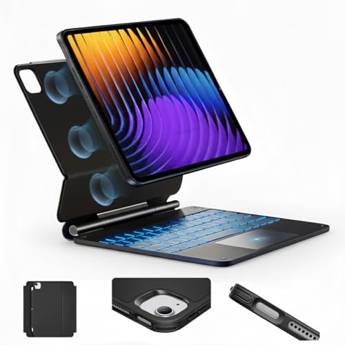 Image of Keyboard Case for Xiaomi Pad 8 /8 Pro /Pad 7 /7 Pro 11.2 inch Magnetic Floating Cantilever Stand, 7-Color Backlit Bluetooth Keyboard, Smart Trackpad, Type-C Charging, Adjustable Viewing Angle