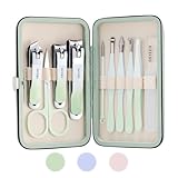 Manicure Set, 10 pcs High-Carbon Steel Nail Clippers Set, Portable Mini Manicure and Pedicure Kit, Travel Grooming Nail Kit with Leather Bag for Men and Women