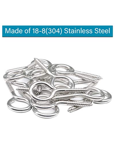 Imscrews IMSHK1-3/4-20 20Pcs #10 X 1-3/4 Inch (1.75 Inch) Screw Eyes Eyelet Screws Lag Eyebolt Heavy Duty Hook For Wood 304 Stainless Steel thumb #3