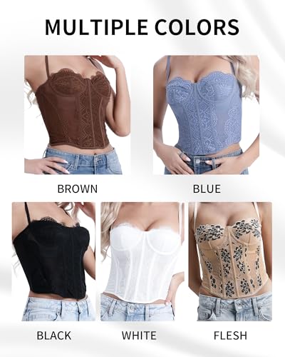 Y2K Trendy Lace Bustier Corset Tops for Women: Backless Top with Glossy Straps - Soft, Breathable -Amore Collection4