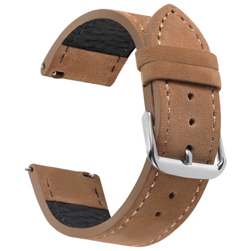 Bracelet montre dégagement rapide Junghele en daim boucle argentée