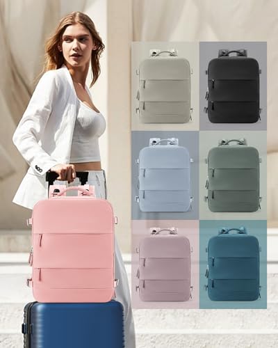Image of coowoz Large Travel Backpack Carry On for Women Man Gym Backpacks with Laptop Compartment Mochila de Viaje Teacher Personal Item Backpack Rucksack Airplane Accessories Must Haves Pink
