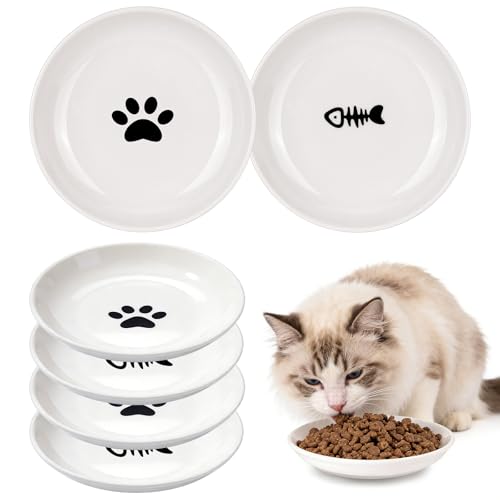 ITClosud 6 Stück Katzennapf Keramik, Futternapf Katzen Flach, Katzennäpfe Flach von Ermüdung der Schnurrhaare, für Katzen und Kleintiere