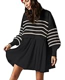 Womens Oversized Sweater Dress Spring Fall Trendy Long Sleeve Crewneck Pullover Tops Relaxed Fit Sweatshirts Mini Dresses