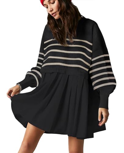 Womens Oversized Sweater Dress Spring Fall Trendy Long Sleeve Crewneck Pullover Tops Relaxed Fit Sweatshirts Mini Dresses