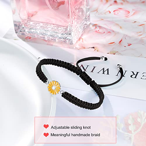 Image of Halloween Gifts for Girl, Sunflower Bracelets Jewelry Gifts, 925 Sterling Silver Handmade Rope Braided Bracelets