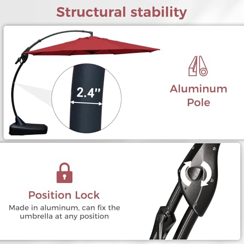 Image of Grand patio 11FT Cantilever Round Umbrella with Base, Red