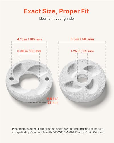 Image of VEVOR 2PCS Grinding Sheets for Electric Grain Mill Grinder, Marble Dry & Wet Grinding Discs, Replacement Grinding Plates Compatible with VEVOR GM-002 Corn Spice Mill Grinder