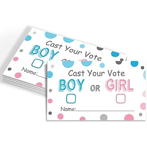 Antgiftshop Gender Reveal Party Voting Cards, Baby Shower Game, 50 Cards, Pink and Blue, 3.5 x 2 Inches Cover