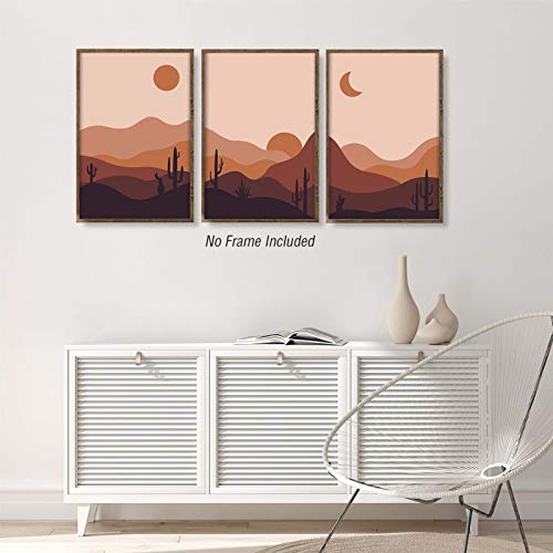 Mid Century Modern Wall Art Boho Mountain Wall Art - Boho Abstract Canvas Wall Art Desert Landscape Art Prints Midcentury Wall Art Sunset Sunrise Pictures For Living Room Bedroom 16X24X3 Inch Unframed #TOP1