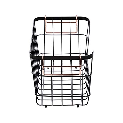 Amazon Basics Stackable Metal Storage Baskets for Kitchen or Bathroom, Rectangular, Black - Image 4