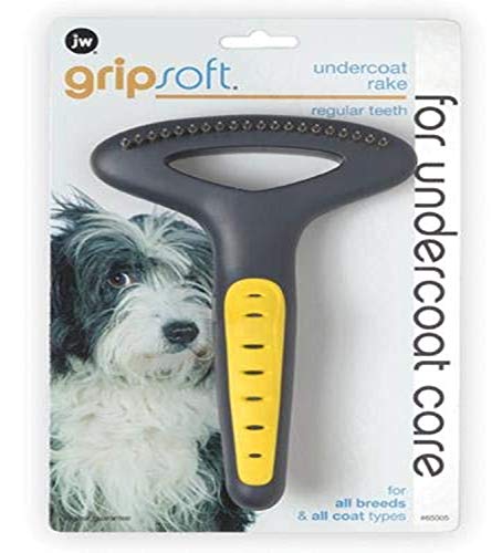 JW Pet Company GripSoft Undercoat Rake Regular Teeth Dog Brush