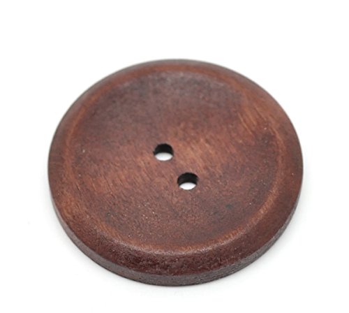 HOUSWEETY 20PCs Wood Sewing Buttons 2 Holes for Sweater Overcoat Clothing 40mm