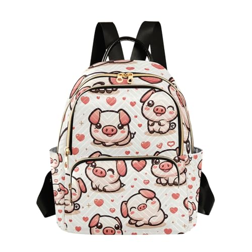 PIMILAGU Cute Cartoon Pig Mini Backpack Purse for Women Fashion Daypack Lightweight Travel Bag