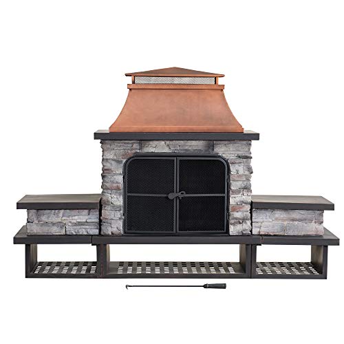 Sunjoy A304001200 Atticus Wood Burning Fireplace, Copper