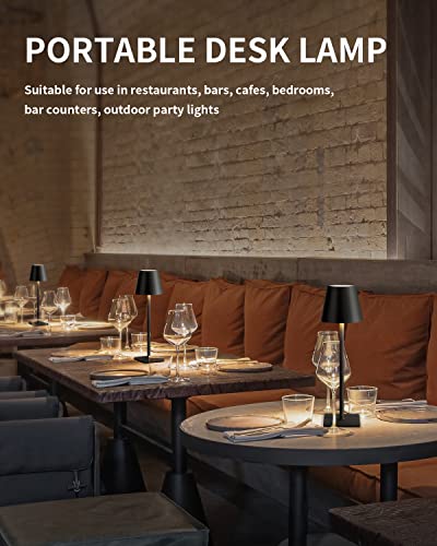 Kdg 2 Pack Cordless Table Lamp,Portable Led Desk Lamp, 5000Mah Battery Operated, 3 Color Stepless Dimming Up, For Restaurant/Bedroom/Bars/Outdoor Party/Camping/Coffee Shop Night Light(Black) #TOP2