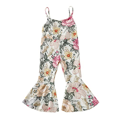 Toddler Kids Girls Winter Fashion Ribbed Flower Suspender Pants Trousers Jumpsuits Clothes Girls (Army Green, 1-2 Years)