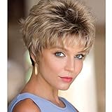 MEILEDA Short Brown Wigs for White Women Pixie Wigs Black Rooted Ombre Brown Natural Wigs Straight Bob Hair Wigs Heat Resistant Synthetic Full Wigs with Wig Cap MLD025