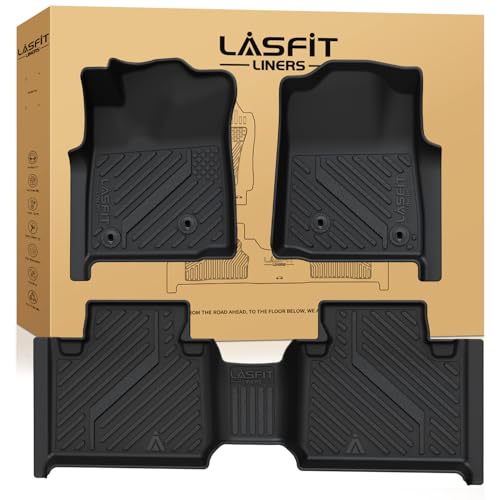 Image of LASFIT Floor Mats for Toyota Tacoma 2005-2011(Access Cab Auto Tran) (Not Fit Second Row Without Center Storage Box) All Weather Custom Fit Floor Liners for Tacoma TPE Mats Front&Rear 2 Row Car Mats