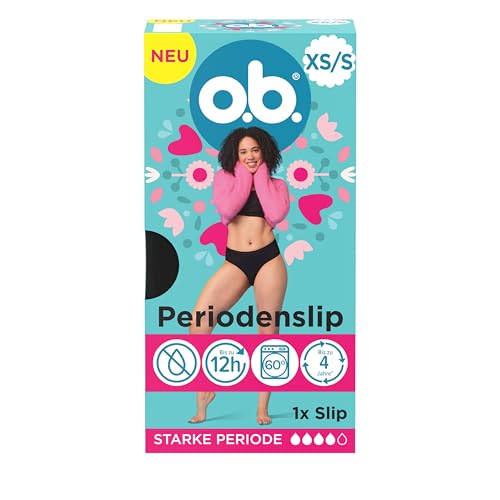 o.b. Periodenslip Größe XS/S, wiederverwendbare Periodenunterwäsche bei starker Periode, Menstruationsunterwäsche für bis zu 12 Stunden Auslaufschutz, auch erhältlich in den Größen M/L, XL/XXL