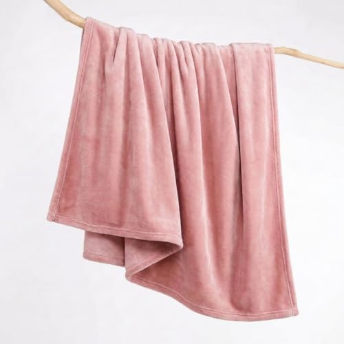 Image of Martha Stewart - King Size Blanket, Ultra-Soft Plush Fleece Throw Blanket with Double-Needle Stitching, 350 GSM, Medium Weight Bedding for Bed or Couch (Bedford Solid Pink)