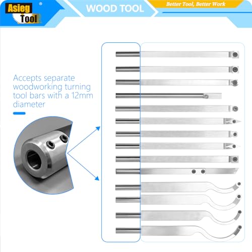 12mm Interchangeable Aluminum Alloy Grip Handle for Carbide Tipped Woodturning Lathe Tool Bar with Hexagon wrench - Thumbnail 4